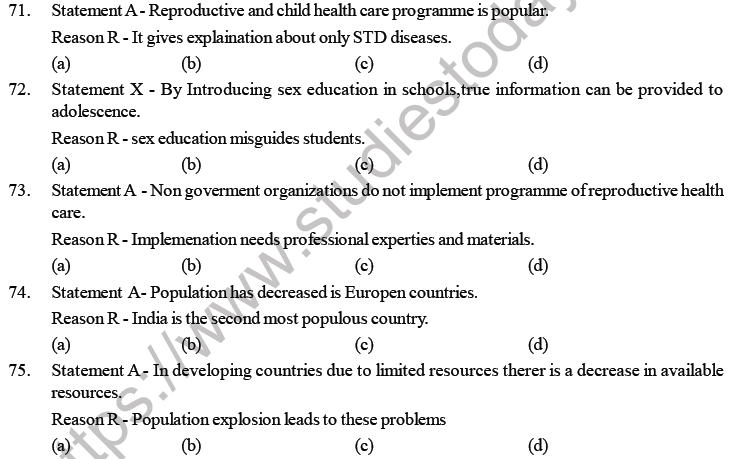 NEET Biology Reproductive Health MCQs Set B Multiple Choice Questions